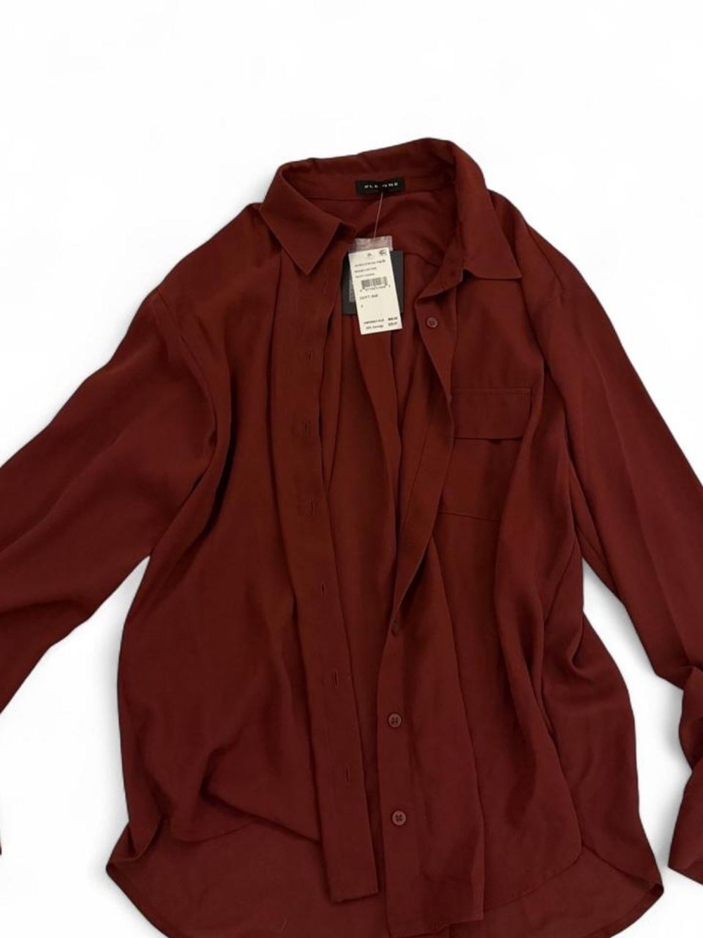 Long-Sleeve Button-Up Shirt in Burgundy